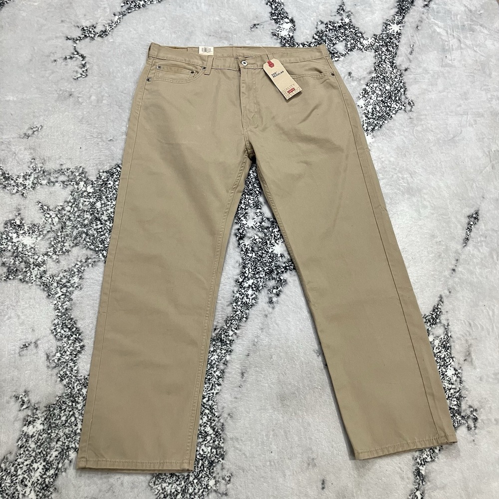 Levi's 505 Regular Fit Jeans Mens Size 38x30 Khaki Straight Leg NWT
